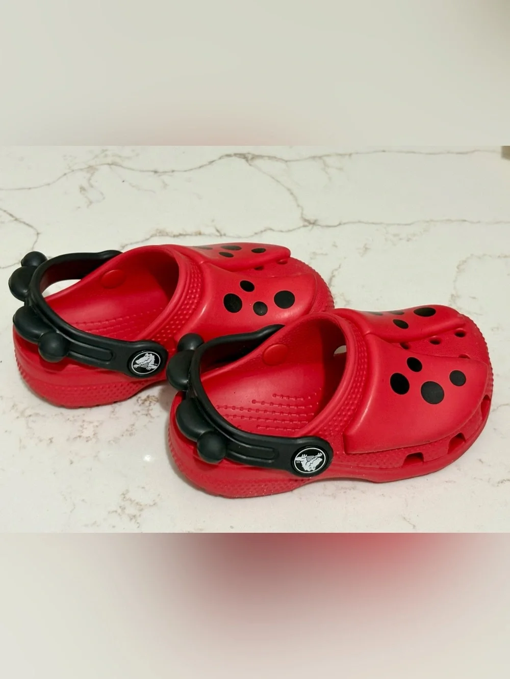 CROCS Kids Red Clog Sandals with Black Accents